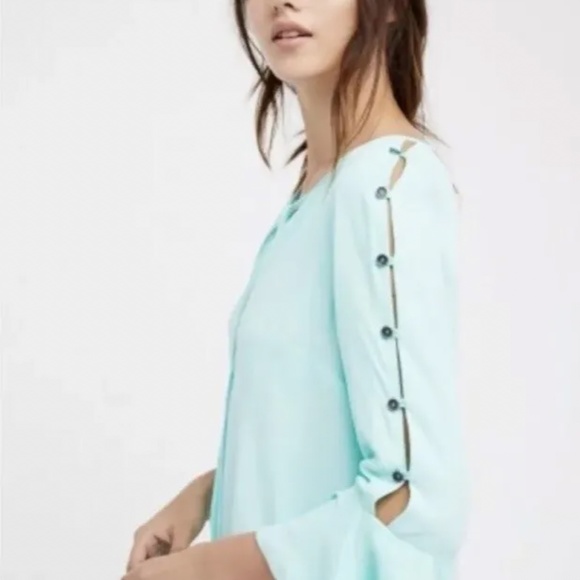 FREE PEOPLE GEORGINE MINI DRESS PULLOVER LONG SLEEVE MINI DRESS SIZE MEDIUM - Picture 4 of 4